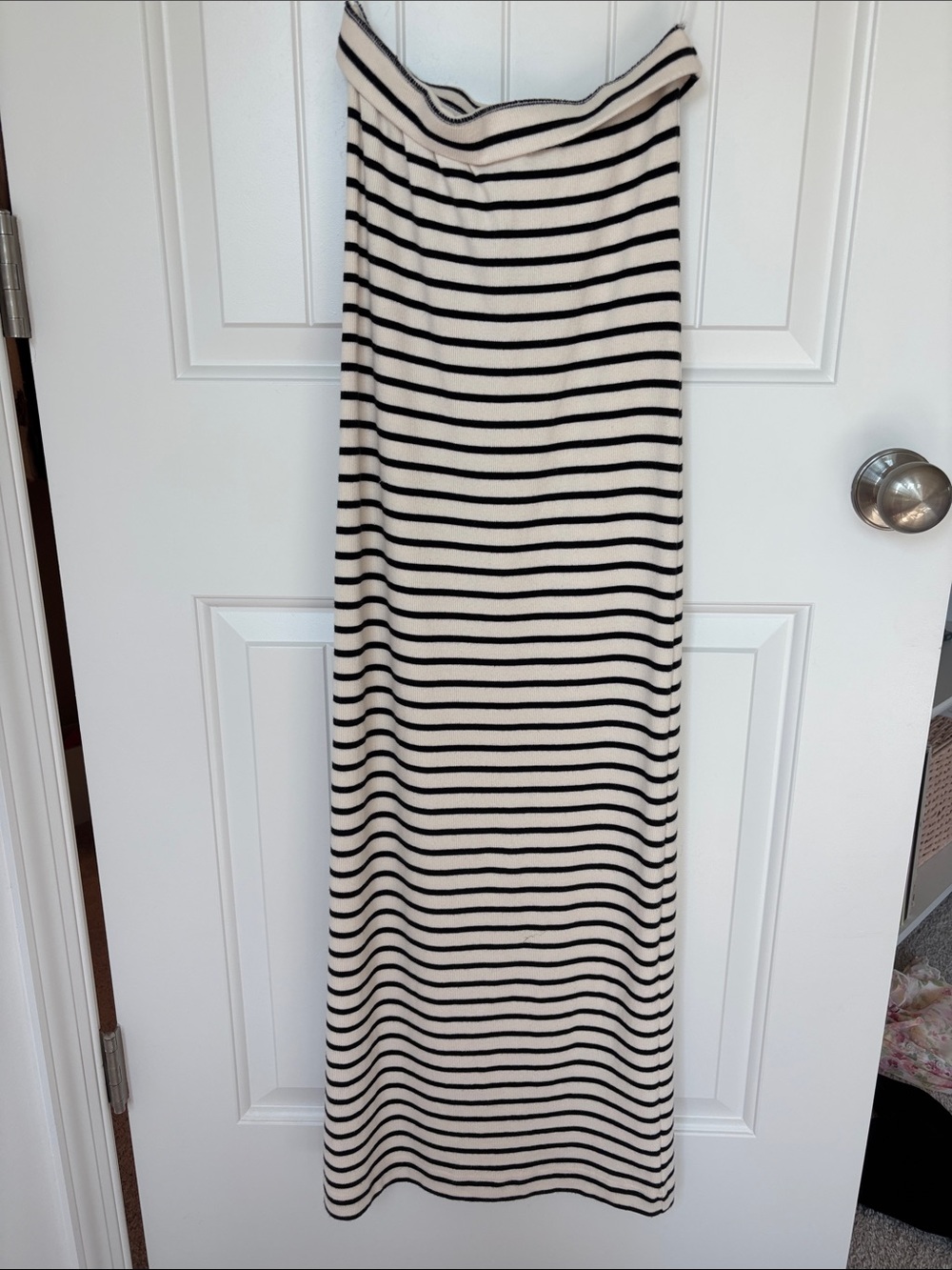 Striped Black and Cream Maxi Skirt - Women's